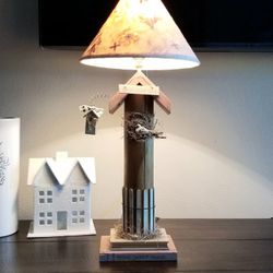 Handmade Lamp and Lampshade 24"tall Lamp Base 5"×7"