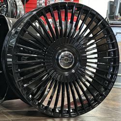 24” 26” Gloss Black Wheels with Tires Escalade Tahoe Yukon Silverado
