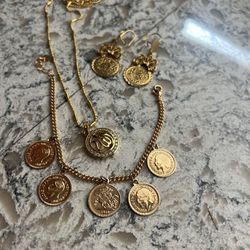 Gold Plated Set For $30 Earring Bracelet Necklace