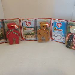 Vtg 2000 TY Beanies International Bears II Germania-Spangle-Osito  Complete .