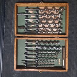lrwin Auger Vintage Bits in Wood Box