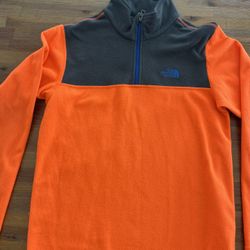 The North Face Sweater Boys XL (18/20)Orange Blue Colorblock Fleece 1/4 Pullover