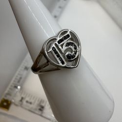 925 Sterling Silver 15años Ring 7-8 Available Anillo De 15 Años 7-8 Disponible 