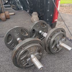 Pair Of Interchangeable Metal Dumbbells ( 30 Lbs. Total)