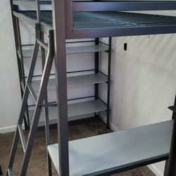 Metal Loft Bedframe with Desk