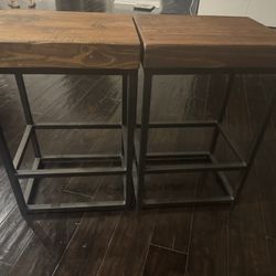 Set of 2 Industrial Tamera Solid Wood and Metal 