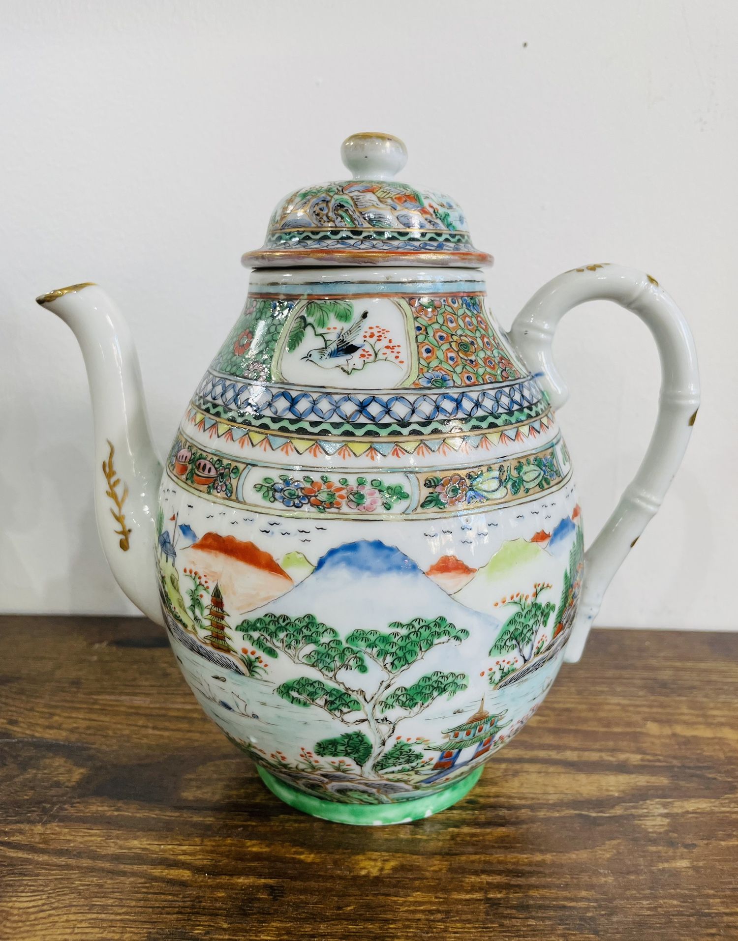 Antique Chinese Famille Rose Medallion Teapot