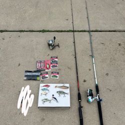 fishing lures/rods/reel 