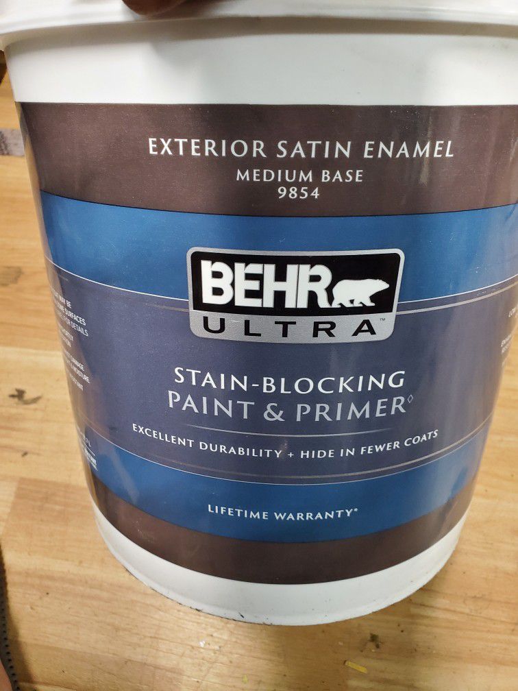 Behr Ultra Paint & Primer Stain Blocking Exterior Satin Enamel Medium Base