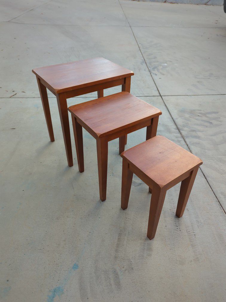Three Wooden Stacking Side Tables 