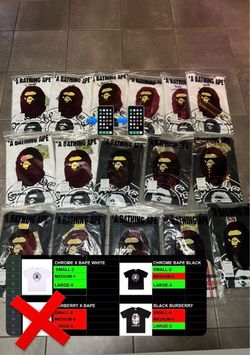 A Bathing Ape BAPE T-Shirts PRICE IS PER