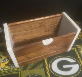 Crate & Barrell Wooden/Marble Bread Box.