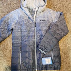 New Women Columbia Down Hooded Jacket Packable L Large 