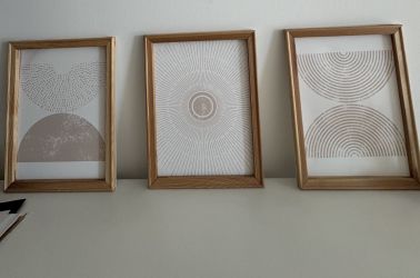 Set of 3 Framed Boho Prints 11x15 Wood Frames - FREE DELIVERY