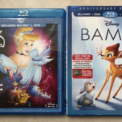 Cinderella Diamond Edition  & Bambi Anniversary Edition Blu Ray & DVD 