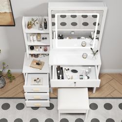 vanity desk, makeup table, dressing table, vanity with mirror, makeup vanity set, vanity desk with stool