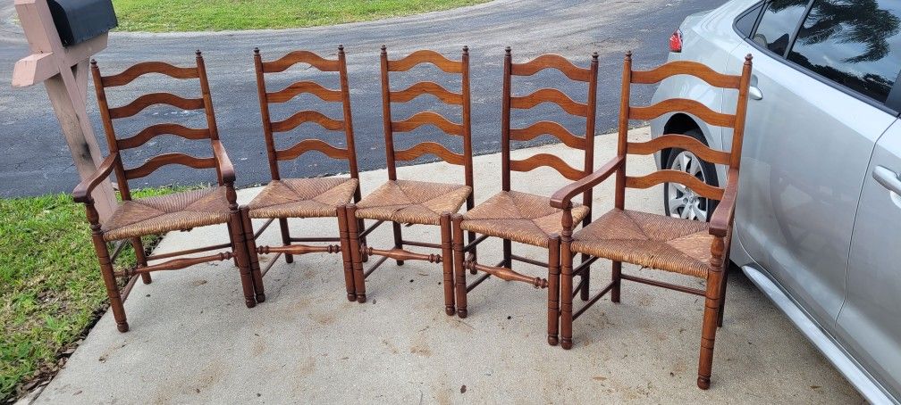 Stickley Ladder Back Cane Bottom Dining Chairs 