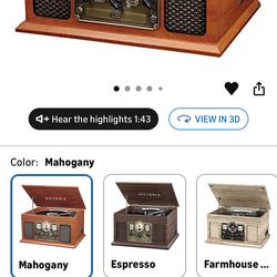 Record player with Bluetooth, cassette, cd, and fm