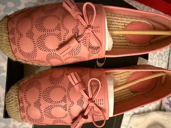 Coach Pink Leather Espadrille Flats