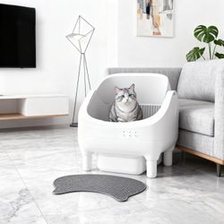 Open-Top Automatic Cat Litter Box - Self-Cleaning