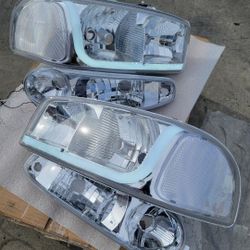 01-06 Gmc Sierra Yukon Denali LED DRL Headlights Luces Micas Calaveras Faros Faroles Focos 