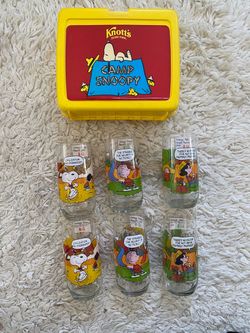 Vintage Camp Snoopy Lunchbox Peanuts drinking glasses