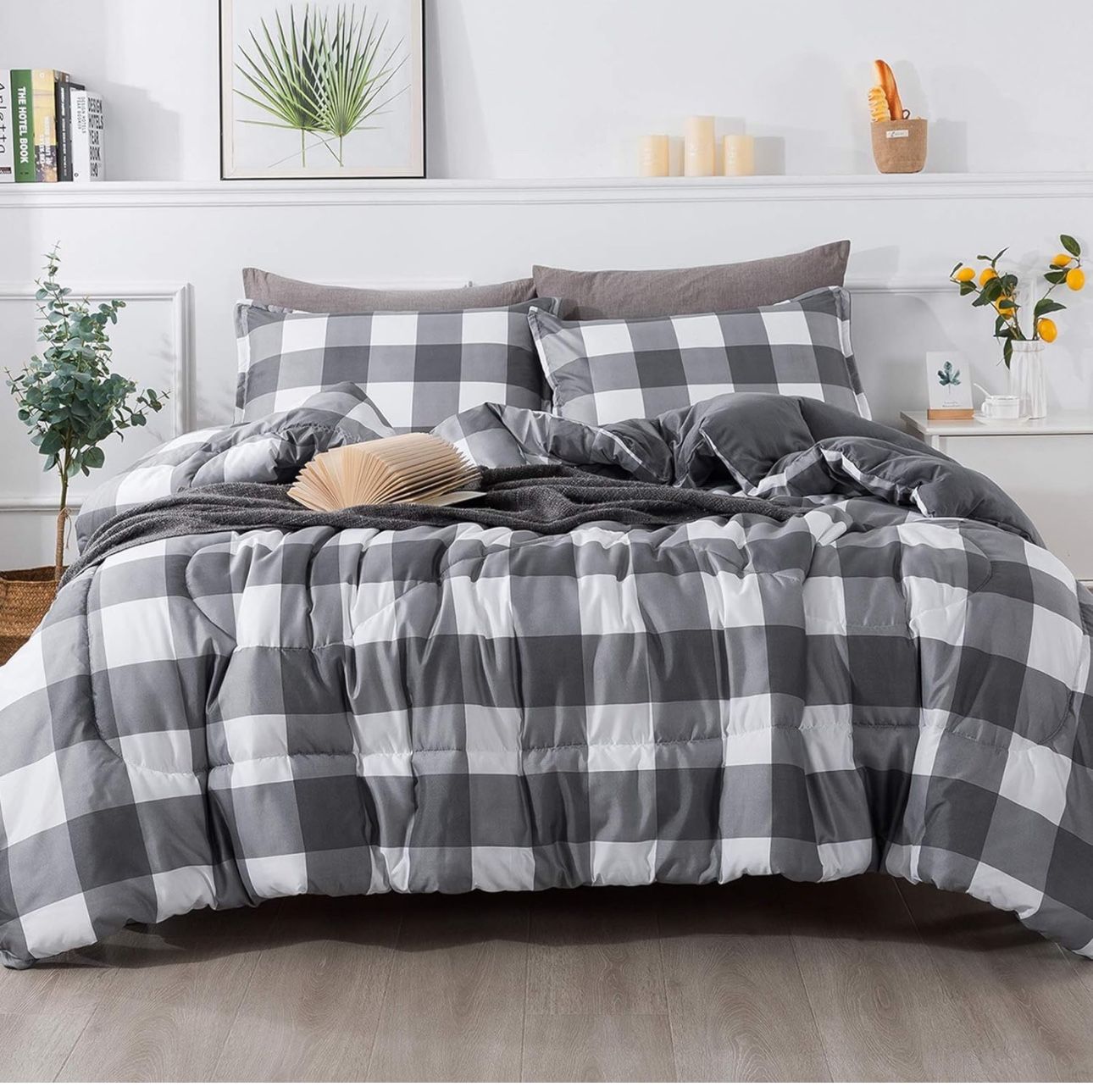 Andency Grey Queen Comforter Set, 3 Pieces
