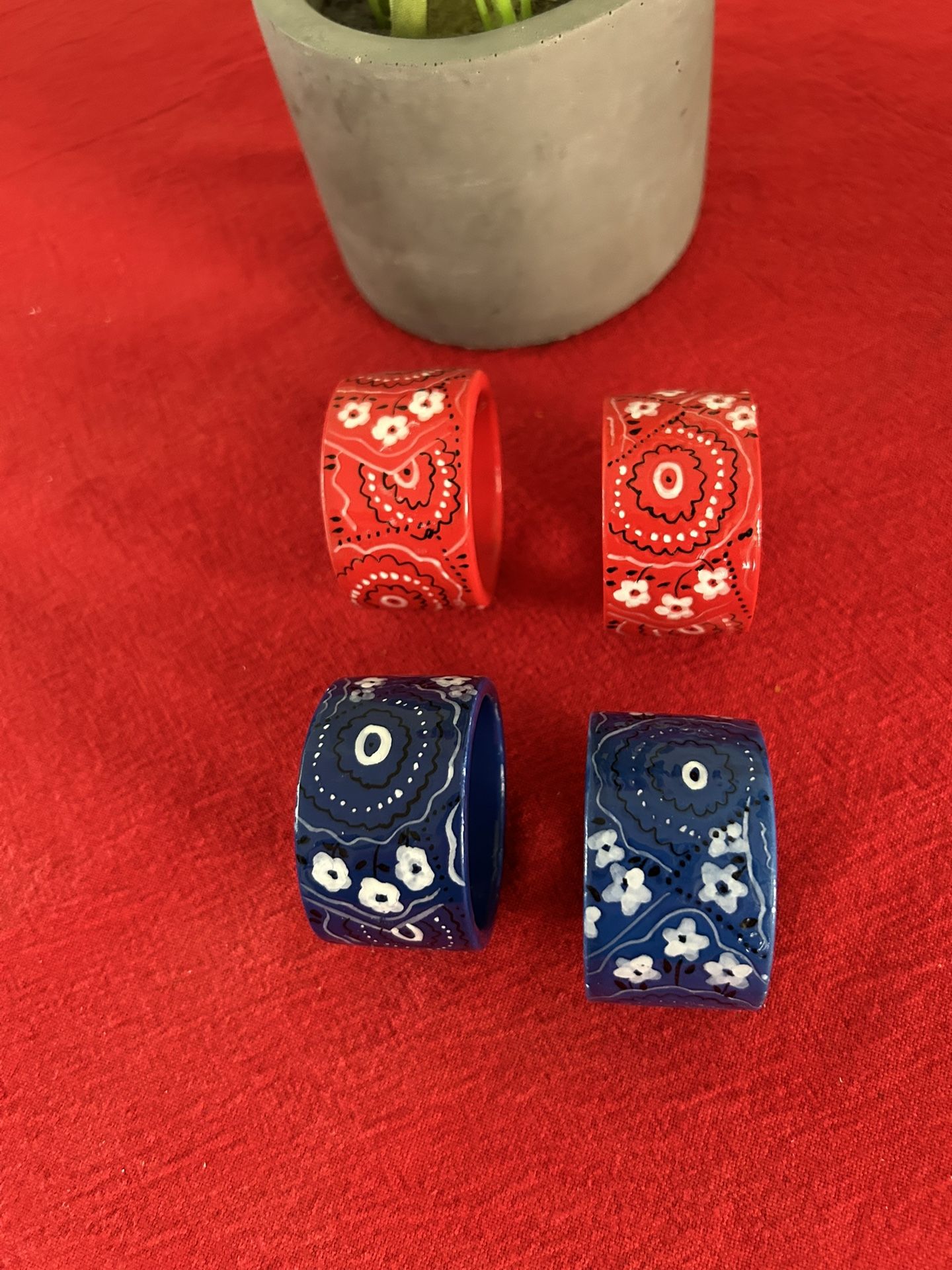 Red and Blue Bandana Napkin Rings