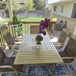 Beautiful Gold & Palm Tree 6 person high end dining set 