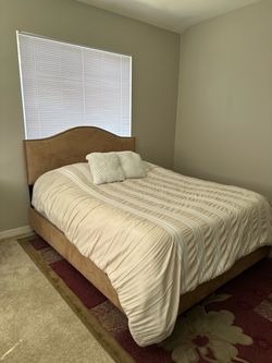 Upholstered Bed Frame with Nailhead Headboard
