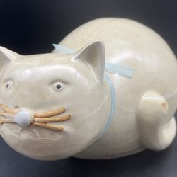Vtg MCM Pottery Cat Resting Figurine
