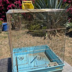 HOEI Bird Cage with Blue Base – Decorative Hearts – Japan – Missing Tray

