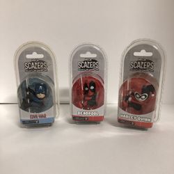 Neca Scalers Lot Of 3  Figures Captain America Deadpool Harley Quinn