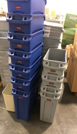 Rubbermaid 1971258 Slim Jim 16 Gallon Trash Can with Handles, Gray (RCP1971258)