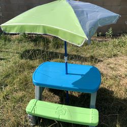 Step2 Sun & Shade Kids Picnic Table with Removeable Umbrella, Indoor/Outdoor Toys, Fits 4 Children, Made of Durable Plastic, For Toddlers 1.5-4 Years