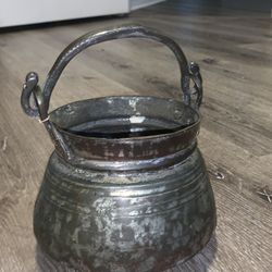 Antique Hammered Copper Pot Kettle Plant Pot 