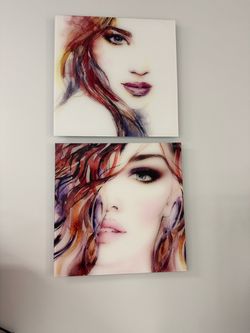 Set of 2 Watercolor Female Portrait acrylic Prints