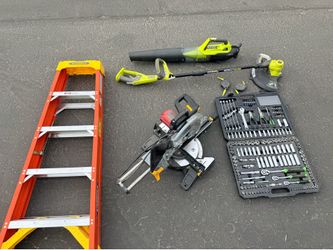 Tools ladder table saw ryobi yard tools