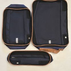 AARP Navy Blue 3 Piece Travel Organizers/Packing Cubes Mesh Top with Zip Closure