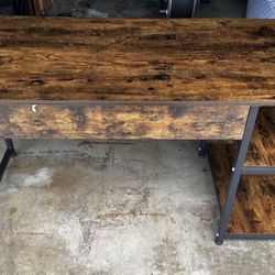 Office Desk Rectangular Rustic Brown 