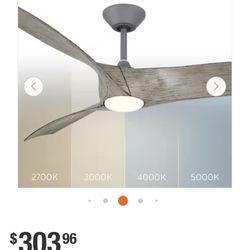Zephyr 52 in. Smart Indoor/Outdoor Graphite/Weathered Wood Standard Ceiling Fan Downrod Mount 4CCT Integrated LED