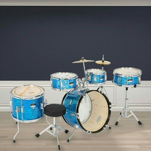 5 Piece Fūll Sizè Complete Adūlt Blue Drum Set