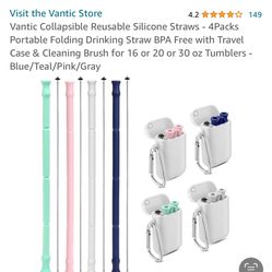 Reusable silicone Straws In A 4 Pack