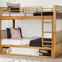 Brand New Light Oak Twin Bunk Bed 