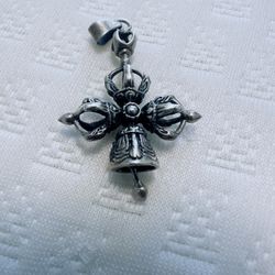 Tibetan Double Dorje (Vajra) Bell Pendant. 