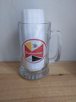 Barware Glass Bud Vintage Pilsner Mug Budweiser King of Beers Barware Anheiser Advertise Tiki Collectable