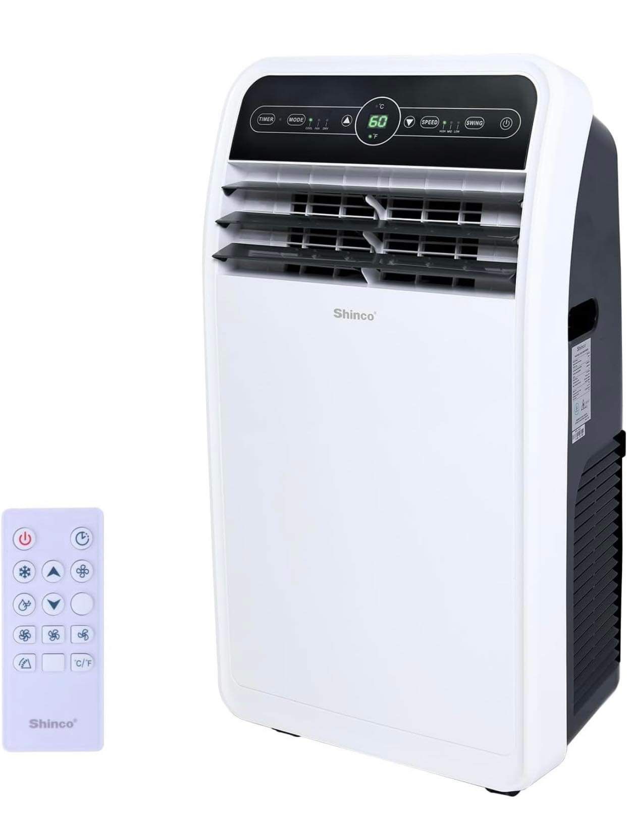 Shinco 12,000 BTU Portable Air Conditioner, Portable AC Unit with Built-in Cool, Dehumidifier&Fan Modes for Room up to 400 sq.ft, with Remote Control,