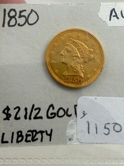 1850 $2.5 Gold Liberty Quarter Eagle AU Condition