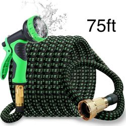 75ft Expandable Garden Water Hose With Brass Connections And Nozzle
