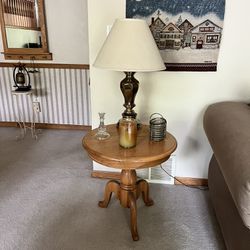 Solid Oak Living Room Table Set 
